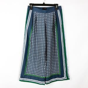 Victoria's Secret Womens Crop Pants Size 2 Blue Printed Wide-Leg A-Line Culottes
